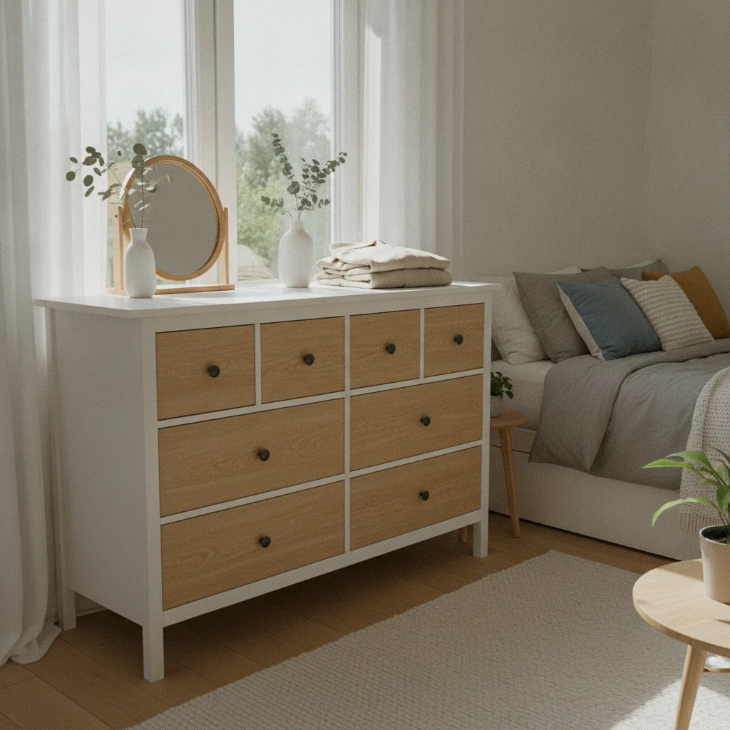 Renouveler une commode IKEA Hemnes avec un effet bois clair