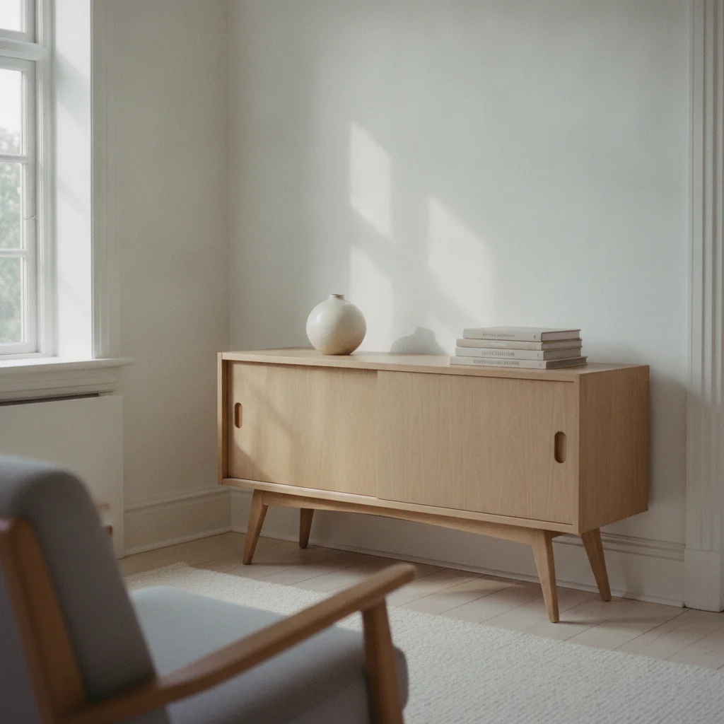 Relooker une enfilade scandinave avec un adhésif bois clair